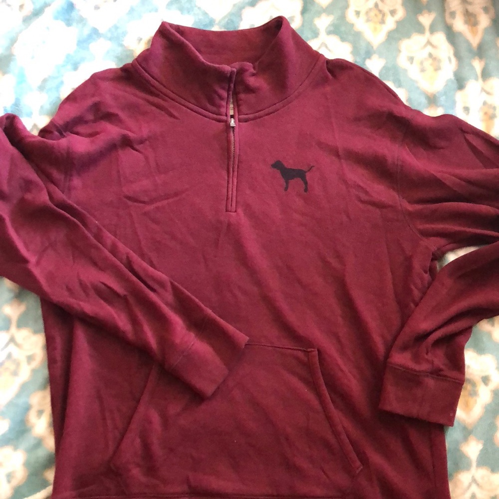 PINK Maroon Quarter Zip Sweater